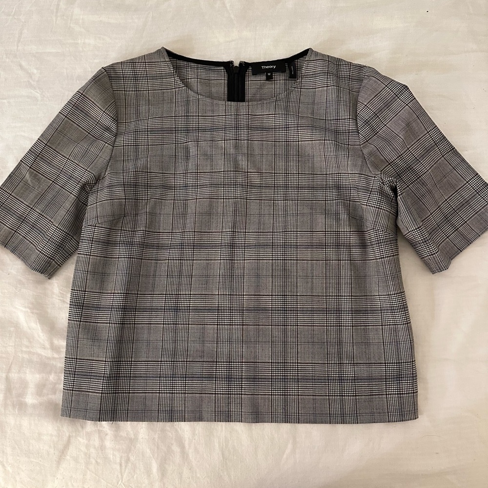 Theory Plaid Top Size Medium
